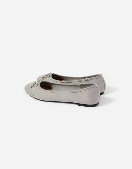 Patent Toe Ballerina Flats, Grey (GREY), large