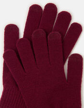 Plain Touch Screen Gloves , Red (BURGUNDY), large