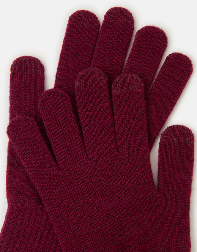 Plain Touch Screen Gloves , Red (BURGUNDY), large