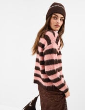 Brushed Stripe Jumper, Pink (PINK), large
