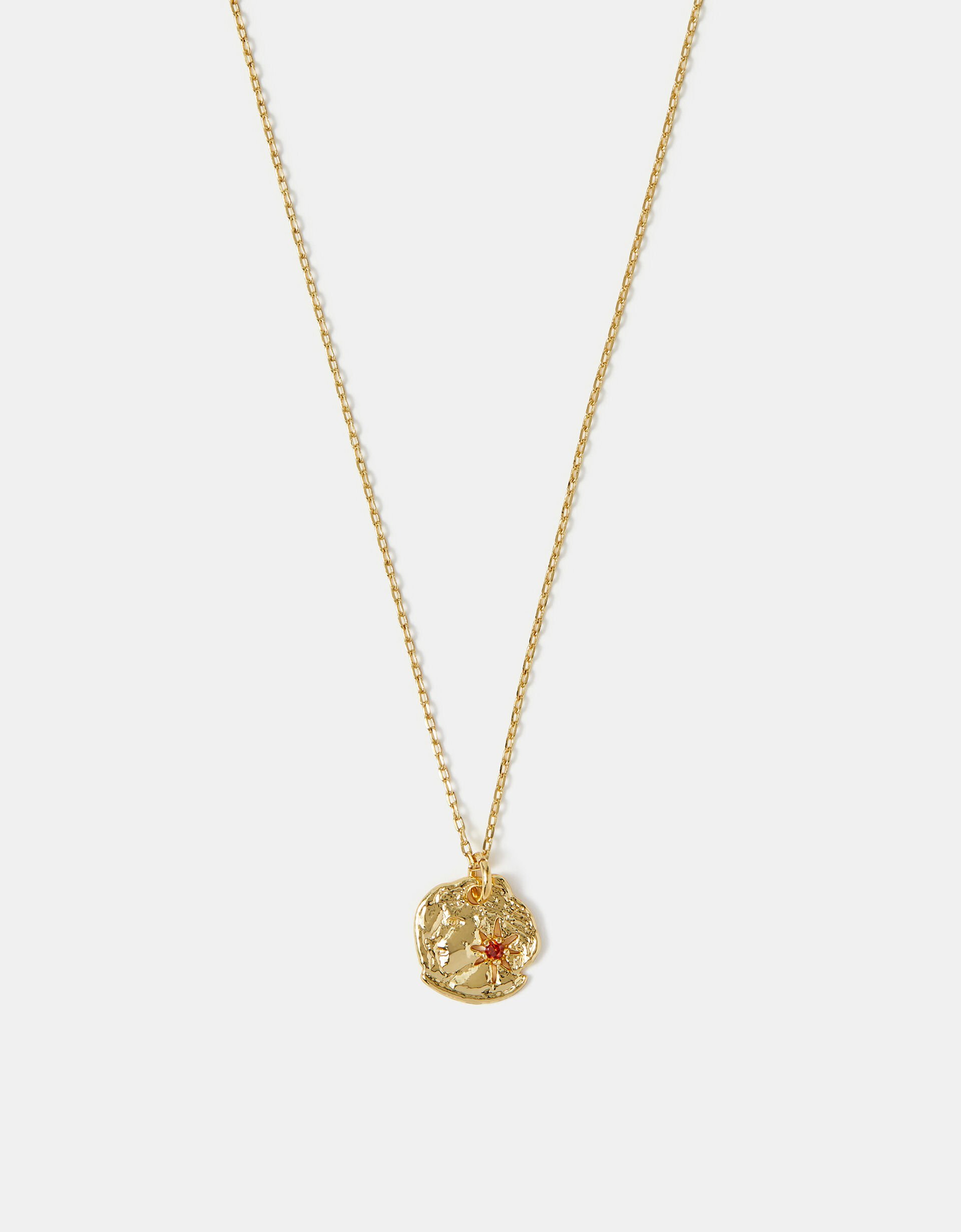 accessorize 14ct Gold-Plated Molten Birthstone Pendant Necklace Gold