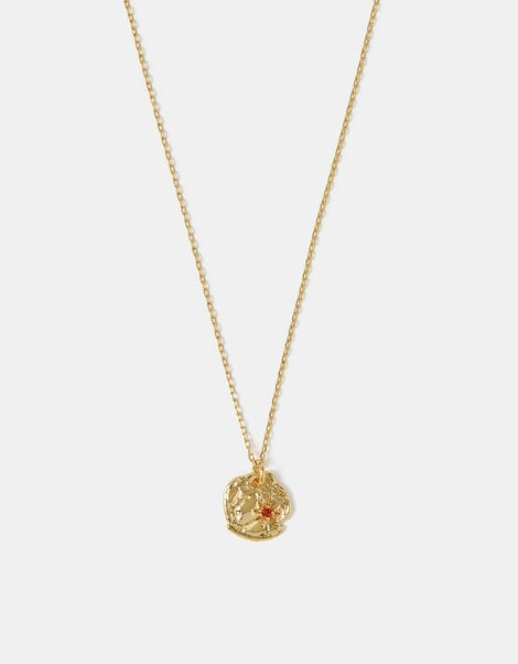 14ct Gold-Plated Molten Birthstone Pendant Necklace, Gold (GOLD), large