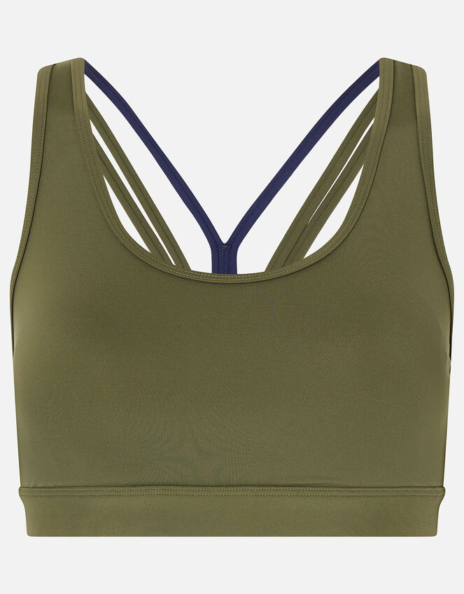 Multi-Strap Yoga Crop Top, Green (KHAKI), large