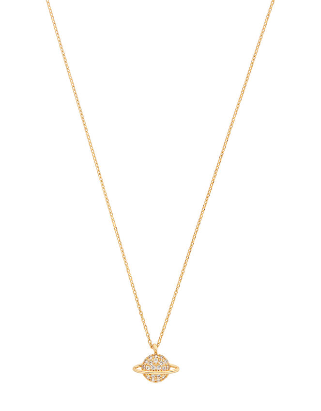 Gold-Plated Necklace with Sparkle Planet Pendant, , large