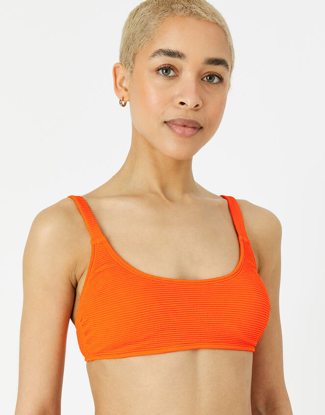 Crinkle Bikini Crop Top, Orange (ORANGE), large