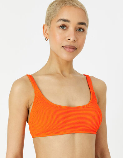 Crinkle Bikini Crop Top Orange, Orange (ORANGE), large