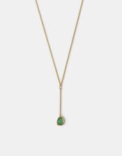 14ct Gold-Plated Green Quartz Lariat Necklace, , large