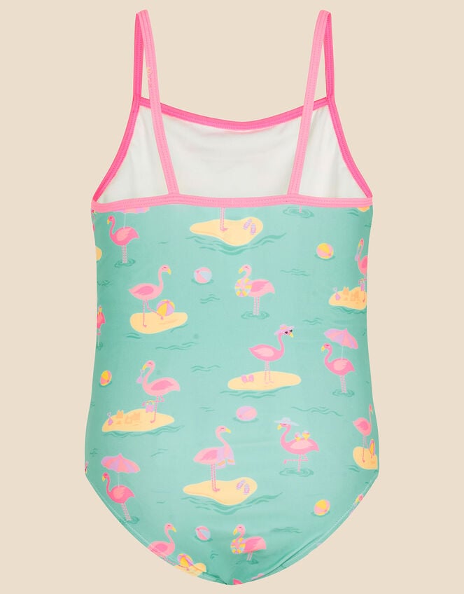 Flamingo Print Swimsuit, Green (GREEN), large