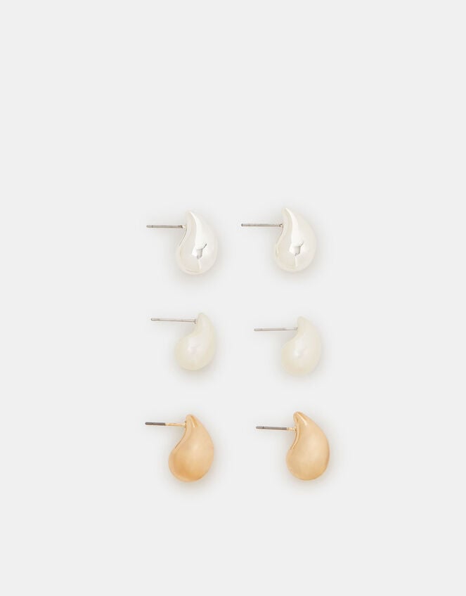 3-Pack Mini Chunky Teardrop Earrings, , large