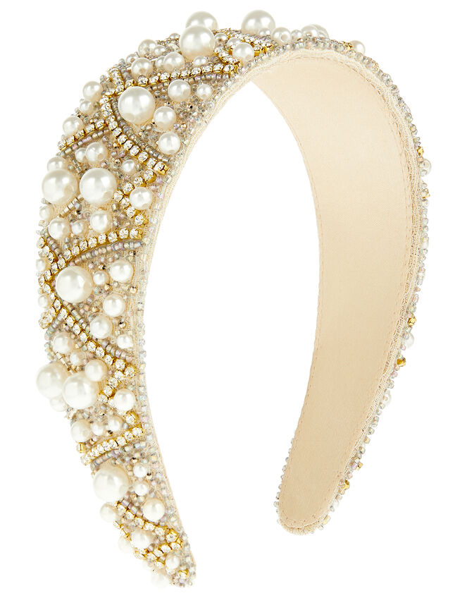 Pearl and Crystal Wide Headband, , large