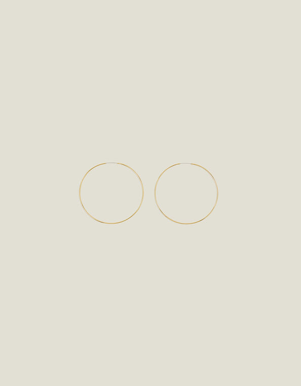 14ct Gold-Plated Large Thin Hoops, , large