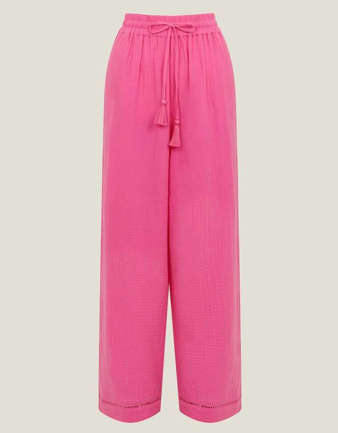 Crinkle Wide Leg Trousers, Pink (PINK), large