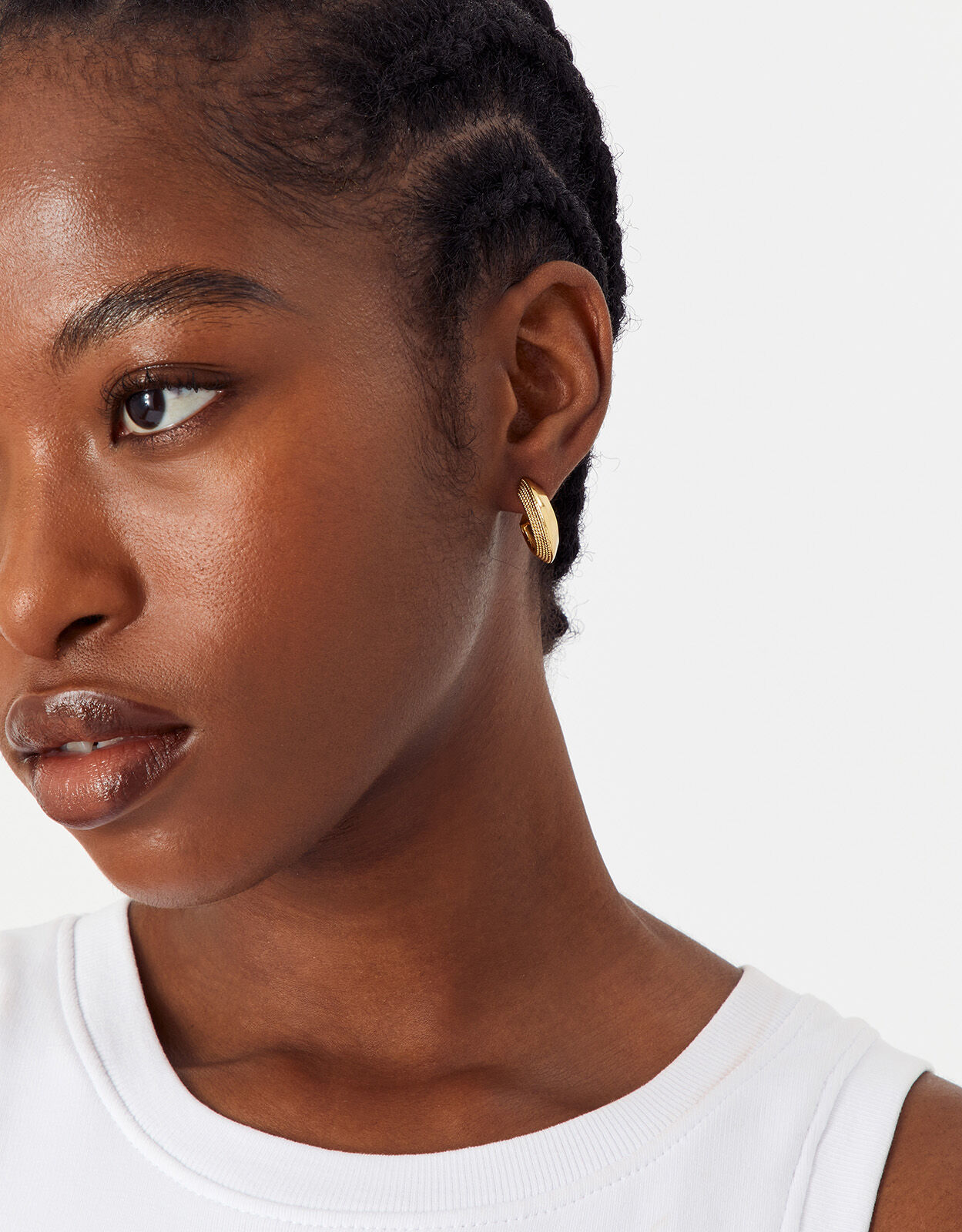 Etched online hoop earrings