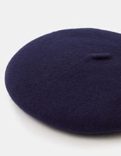 Plain Wool Beret, Blue (NAVY), large