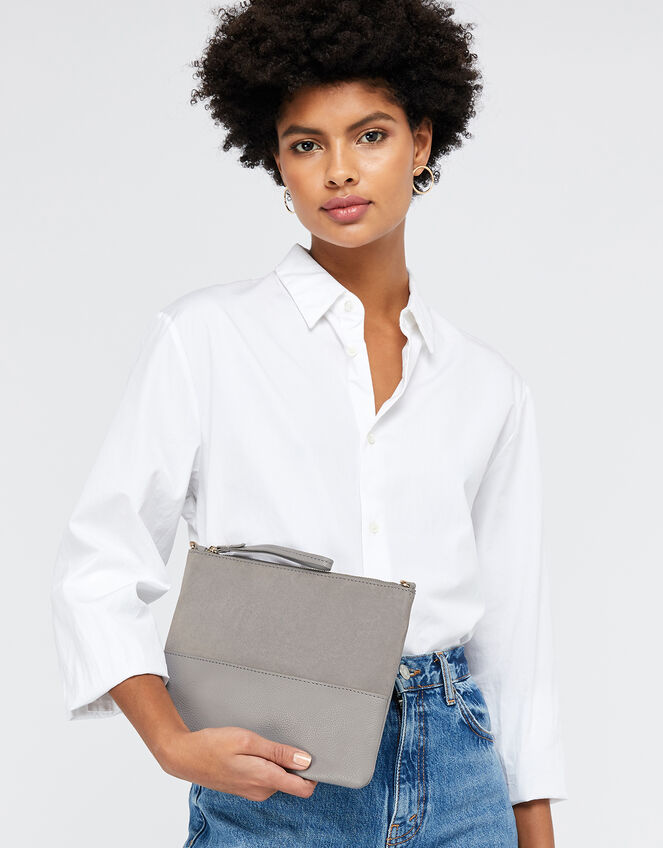 Carmela Leather Cross Body Bag, Grey (GREY), large