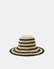 Stripe Raffia Bucket Hat, , large
