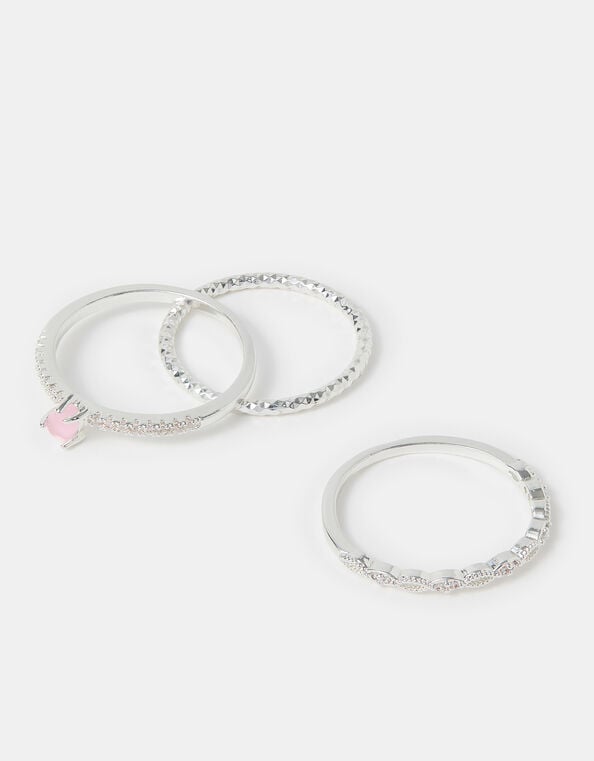 3-Pack Sterling Silver-Plated Sparkle Rings, Silver (ST SILVER), large