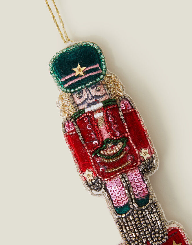 Embroidered Nutcracker Christmas Tree Decoration, , large