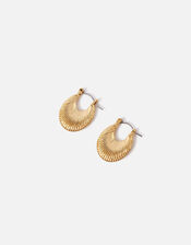 Ribbed Oval Hoop Earrings, , large