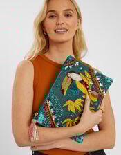 Toucan Embellished Clutch Bag, , large
