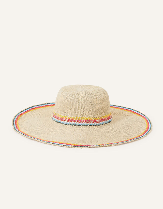 Stripe Floppy Wide Brim Hat, , large