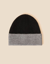 Colourblock Beanie, Black (BLACK), large