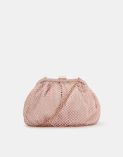 Sequin Clip Frame Clutch Bag, Pink (PALE PINK), large