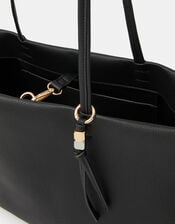 Charm Faux Leather Tote Bag, Black (BLACK), large