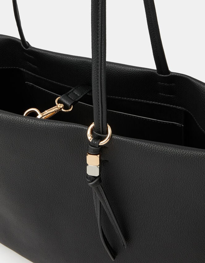 Charm Faux Leather Tote Bag, Black (BLACK), large