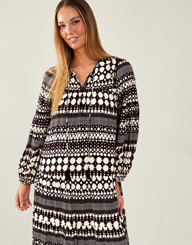 Monochrome Spot Dress, Black (BLACK WHITE), large