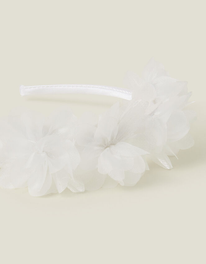 Girls Corsage Flower Crown Headband, Ivory (IVORY), large