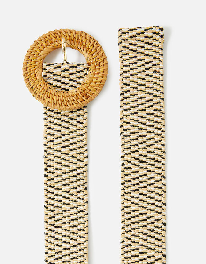 Mix Weave Large Buckle Belt, Natural (NATURAL), large