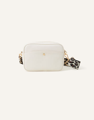 Leopard Webbing Strap Camera Bag, Cream (CREAM), large