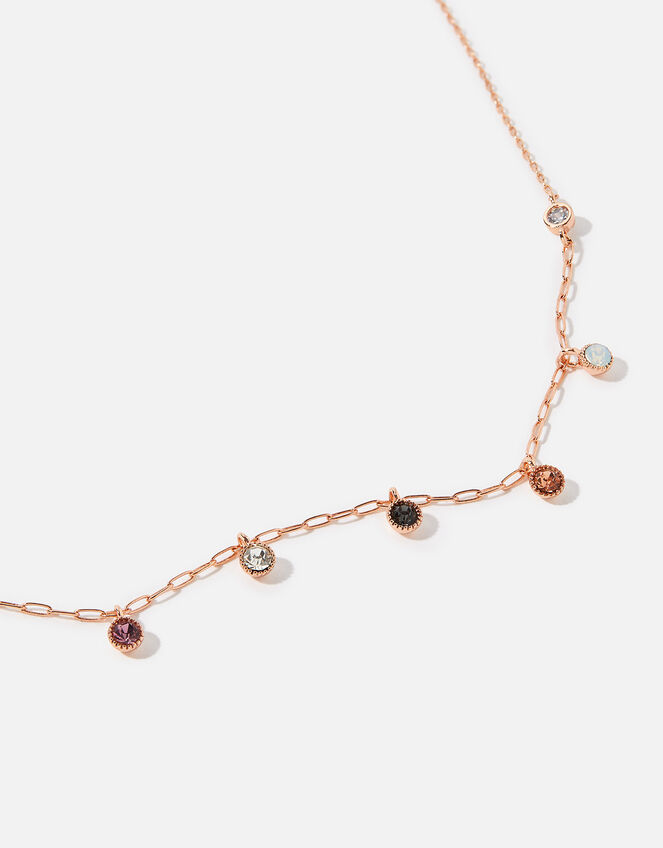 Rose Gold-Plated Gem Drop Necklace, , large