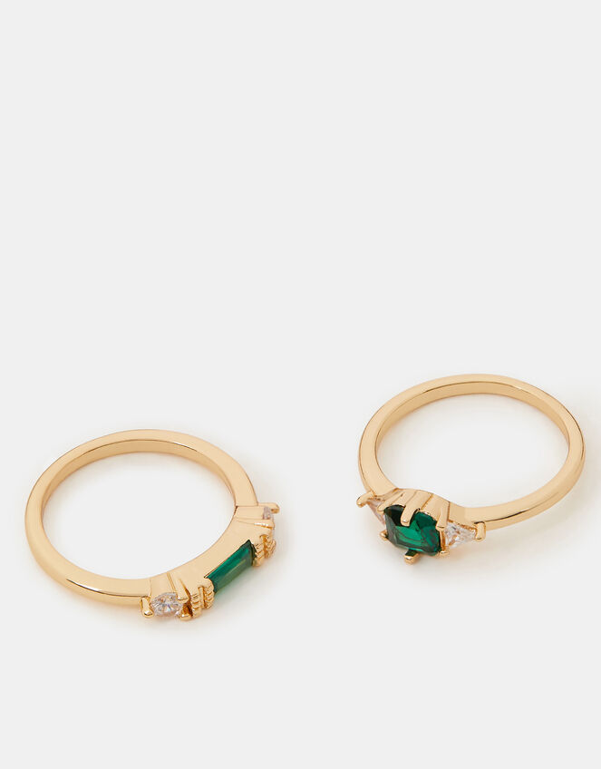 2-Pack Cubic Zirconia Rings, Gold (GOLD), large