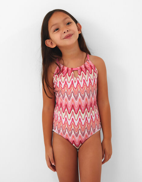 Girls Crochet Crossback Swimsuit, Multi (BRIGHTS MULTI), large