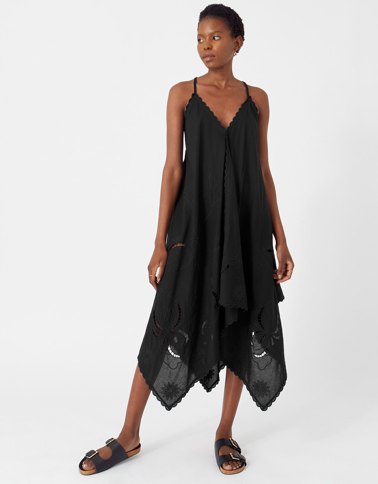 Cutwork Hanky Hem Dress Black Beach holiday dresses Accessorize UK