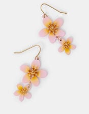 Tropical Flower Enamel Drop Earrings, , large