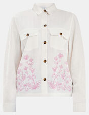 Floral Embroidered Shacket, Ivory (IVORY), large