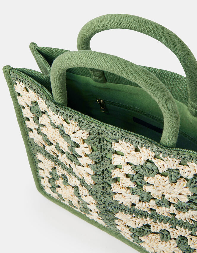 Crochet Raffia Handbag, , large