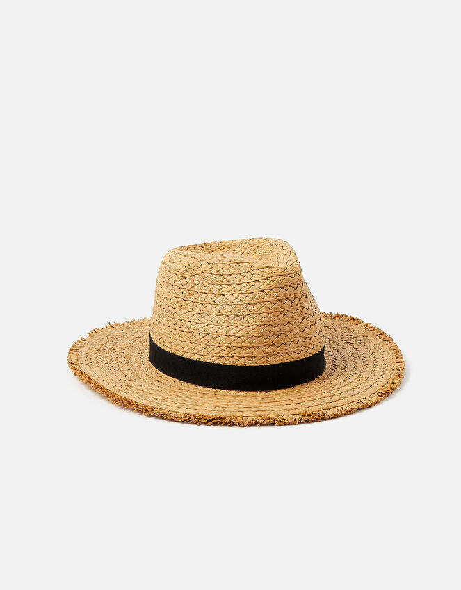 Corfu Frayed Edge Floppy Hat , Natural (NATURAL), large