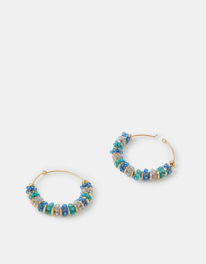 Large Beaded Hoop Earrings, , large