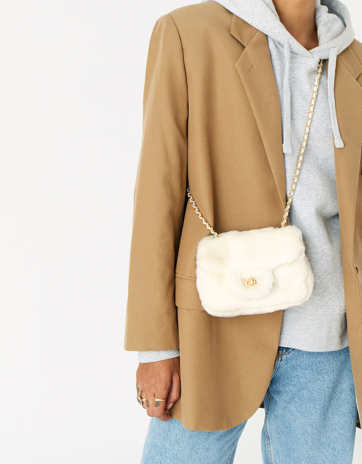 Faux fur crossbody clearance