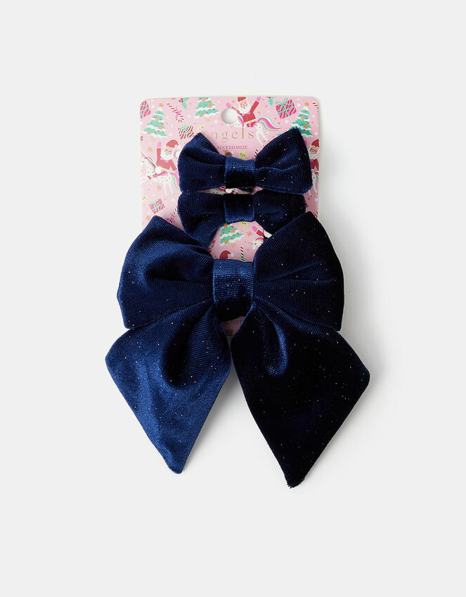 3-Pack Girls Velvet Bow Hair Clips, , large