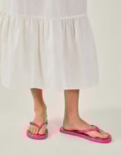 Ornate Floral Print Flip Flops, Pink (PINK), large