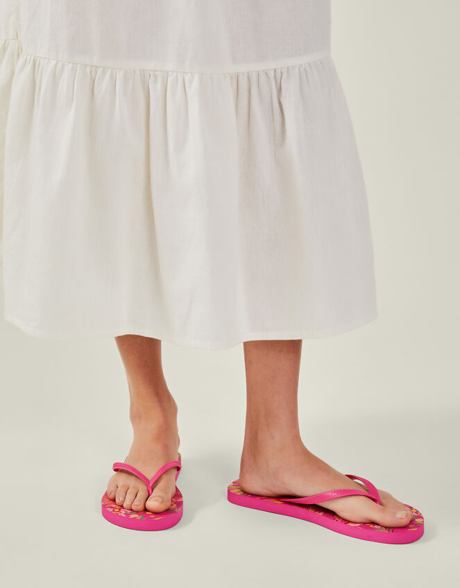 Ornate Floral Print Flip Flops, Pink (PINK), large