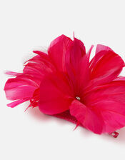 Light Feather Detail Flower Clip, Pink (FUCHSIA), large