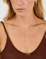 14ct Gold-Plated Diamanté Necklace, , large