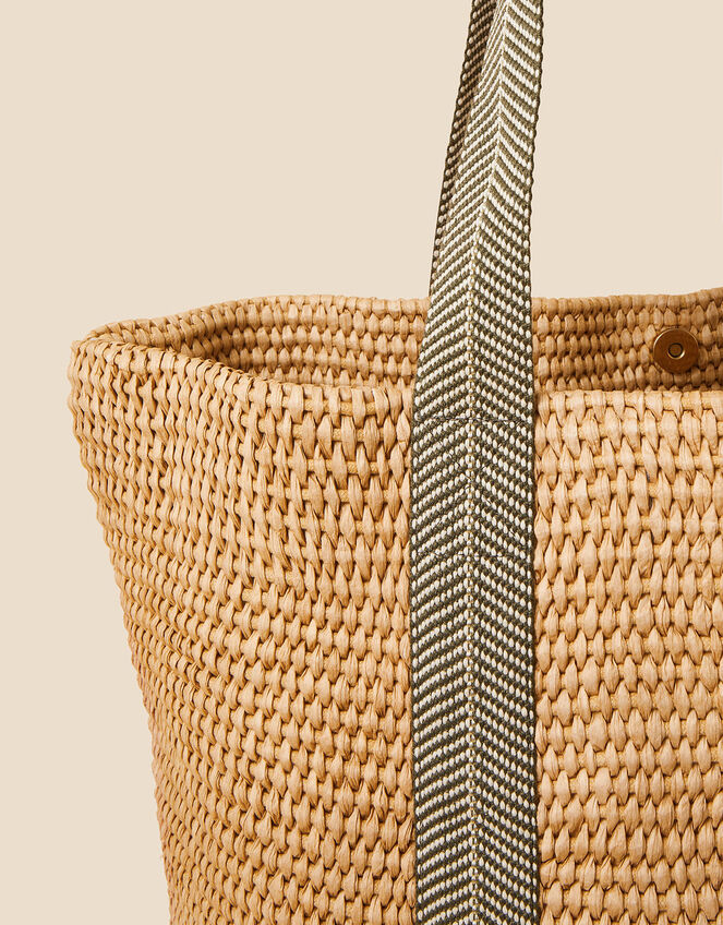 Large Raffia Webbing Strap Bag, , large