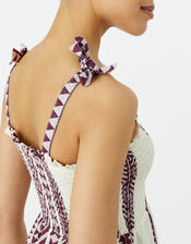 Aztec Jacquard Bandeau Dress, Red (BURGUNDY), large